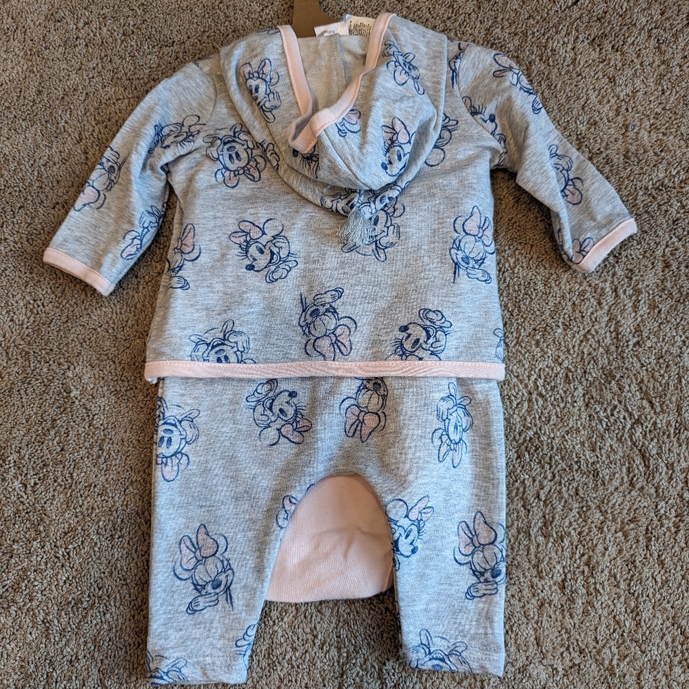 Disney Baby Minnie Mouse 100% Organic Cotton 3 Piece Set Size 3-6 months - Picture 2 of 5